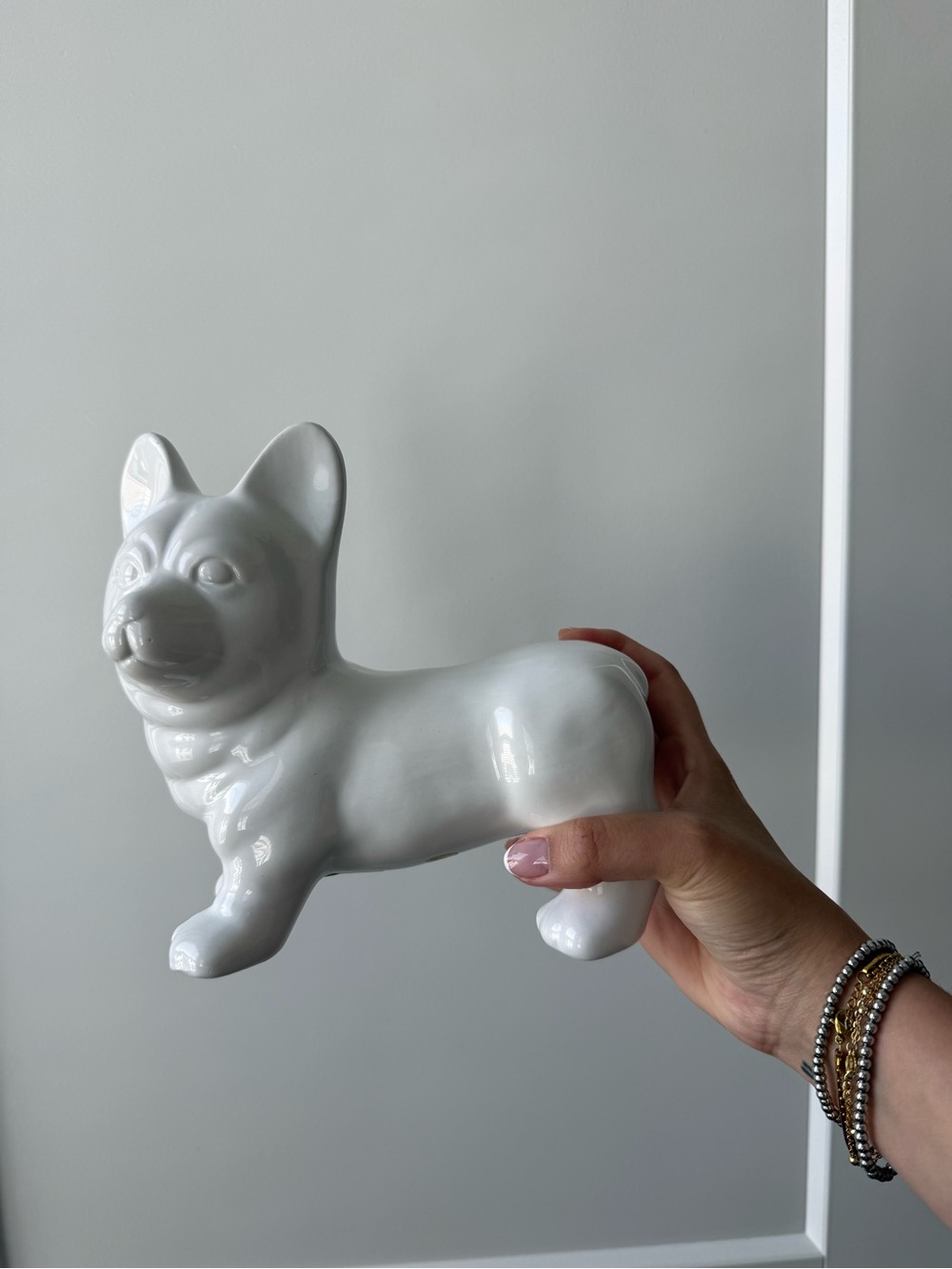 White Ceramic Corgi Figurine